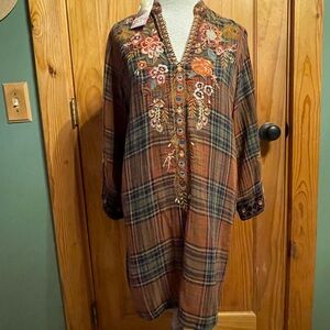 Johnny Was Multicolor Plaid Tunic
